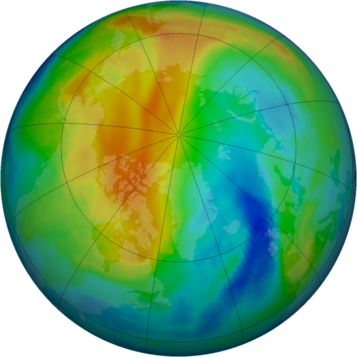 Arctic ozone map for 25 November 1987